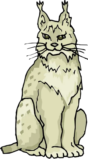 Illustrated Lynx Sitting PNG Image