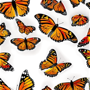 Illustrated Monarch Butterflies Png Urp51 PNG Image