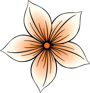 Illustrated Orange Flower Artwork PNG Image