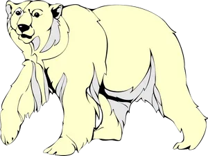 Illustrated Polar Bear Walking PNG Image