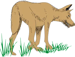 Illustrated Wolfin Grass PNG Image