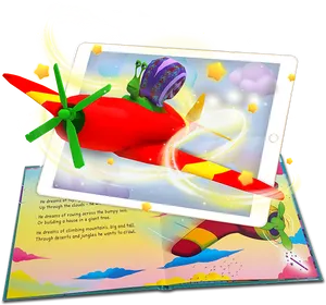 Imaginative Adventure Tablet Illustration PNG Image