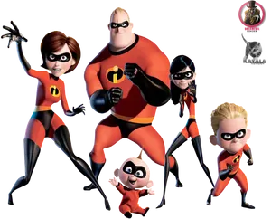 Incredibles_ Family_ Heroes_ Pose PNG Image