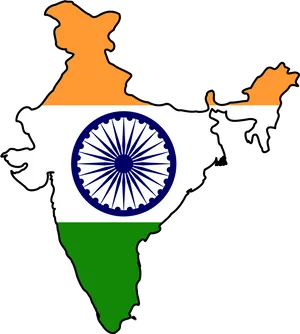 India Mapwith Flag Colors PNG Image