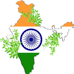 India Mapwith National Flagand Greenery PNG Image