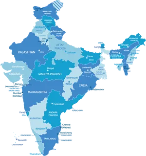 India Political Map Statesand Capitals PNG Image