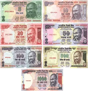 Indian Currency Notes Collection PNG Image