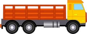 Indian Lorry Side View Vector Illustration PNG Image