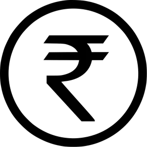 Indian Rupee Symbol Blackand White PNG Image