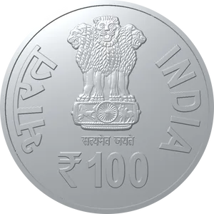 Indian100 Rupee Coin Emblem PNG Image