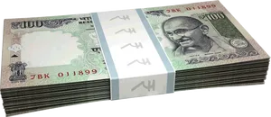 Indian100 Rupee Notes Stack PNG Image