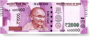 Indian2000 Rupee Note Specimen PNG Image