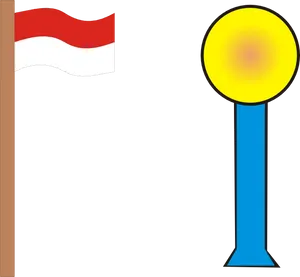 Indonesian_ Flag_and_ Street_ Lamp_ Illustration PNG Image