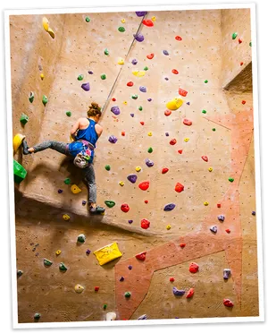 Indoor Rock Climbing Action PNG Image