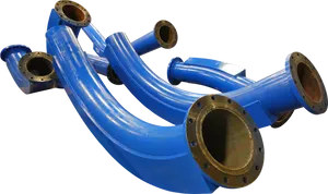 Industrial Blue Pipeswith Flanges PNG Image