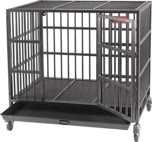 Industrial Metal Storage Cageon Wheels PNG Image