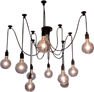 Industrial Style Multiple Pendant Light Fixture PNG Image