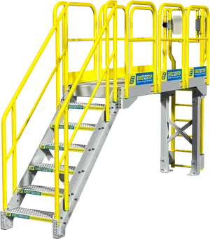 Industrial Yellow Staircase Platform PNG Image