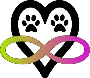 Infinity Love Paw Heart Graphic PNG Image