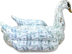 Inflatable Swan Coveredin Hundred Dollar Bills PNG Image