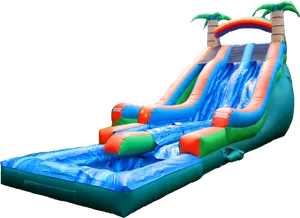 Inflatable Water Slide With Palm Trees PNG Image