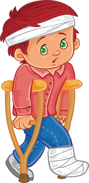 Injured Child Cartoon Character PNG Image