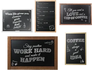 Inspirational Coffee Quotes Blackboards PNG Image