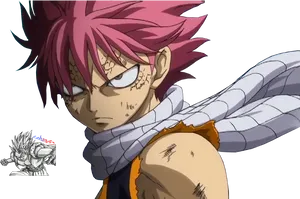 Intense Anime Character Natsu Dragneel PNG Image