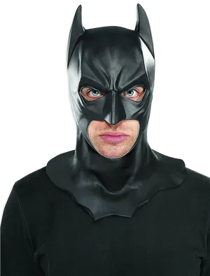 Intense Batman Mask Portrait PNG Image