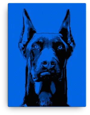 Intense Blue Doberman Portrait PNG Image