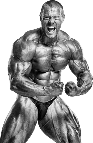 Intense Bodybuilder Pose PNG Image