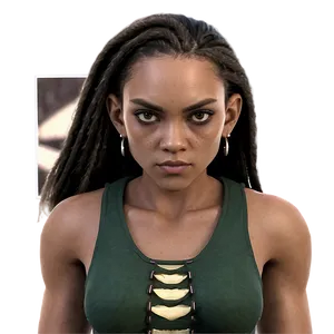 Intense Gaze Female Character PNG Image