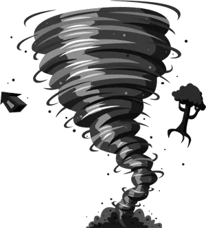 Intense Gray Scale Tornado PNG Image