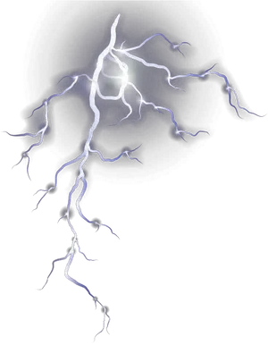 Intense Lightning Strike Dark Sky PNG Image