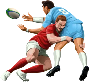 Intense Rugby Match Action PNG Image