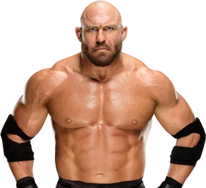 Intense Wrestler Portrait PNG Image