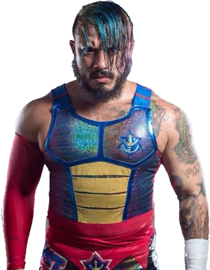 Intense Wrestler Portrait PNG Image