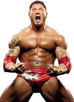 Intense Wrestler Pose PNG Image