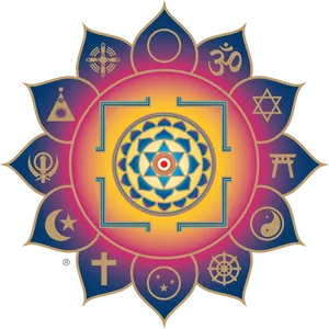 Interfaith Symbols Lotus Mandala PNG Image