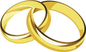 Interlocking Gold Wedding Rings Clipart PNG Image