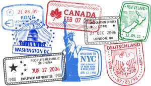 International Passport Stamps Collage PNG
