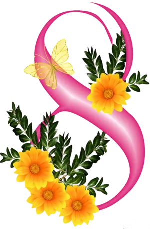 International Womens Day Floral Graphic PNG Image