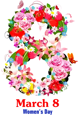 International Womens Day Floral8 March PNG Image