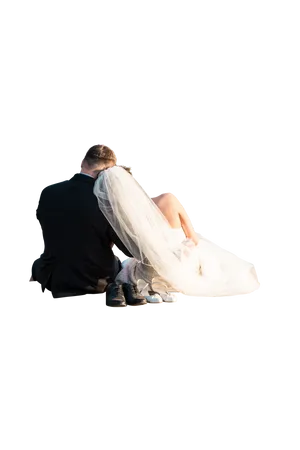 Intimate Wedding Moment Black Background PNG Image