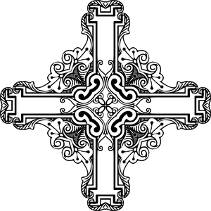 Intricate Floral Cross Vector PNG Image