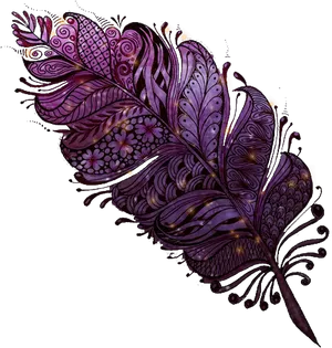 Intricate Purple Feather Art PNG Image