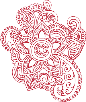 Intricate Red Mehndi Design PNG Image