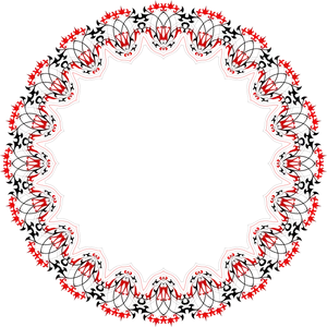 Intricate Redand Black Floral Frame PNG Image