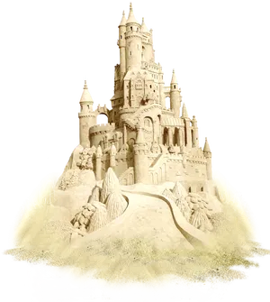 Intricate Sand Castle Sculpture PNG Image