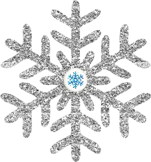 Intricate Silver Snowflake Design PNG Image